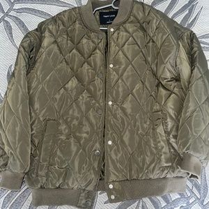 Large Olive Green Button Up Coat